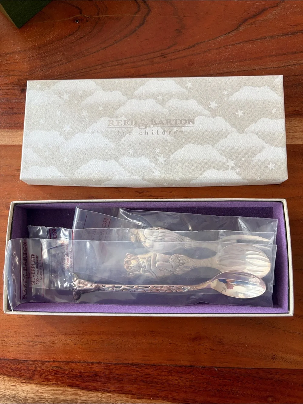 MINT Reed & Barton Silver SAFARI Baby Child Flatware Set New In Box Sealed